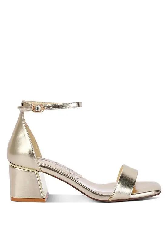 Makena Metallic Block Heel Sandals for Elegant Occasions - Love Salve